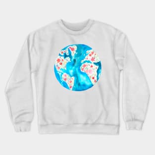 The Earth Laughs in Flowers | Watercolor Earth Crewneck Sweatshirt